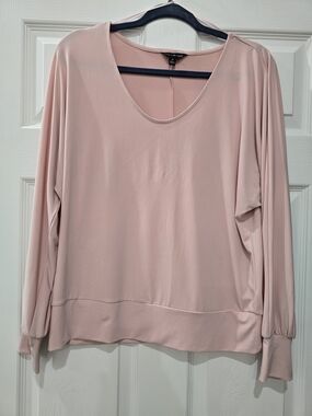 Thr Limited Blush Scoop-Neck Long Sleeve Top Size M